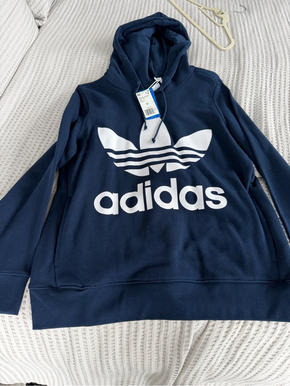 adidas Navy and White Trefoil Pullover Hoodie